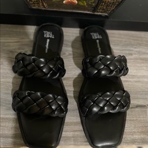 Black braided sandals